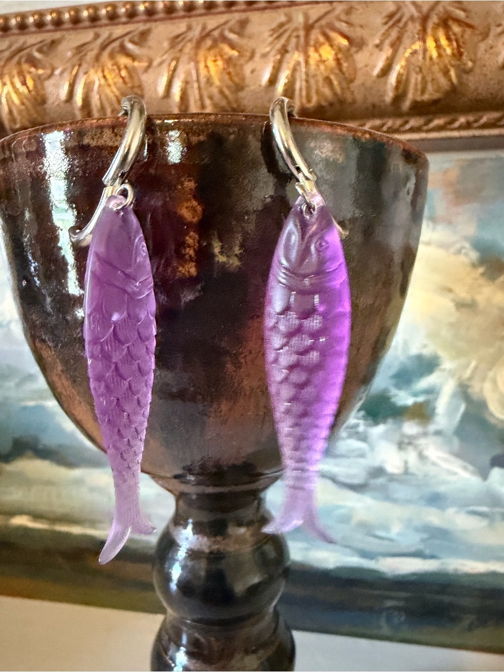 Amethyst Ice Fish Earrings